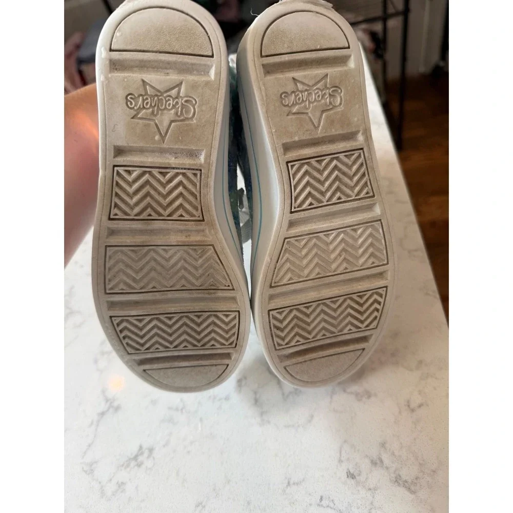 Skechers Twinkle Toes Unicorn Light Up High Top Sneakers Blue Silver 314399L 12